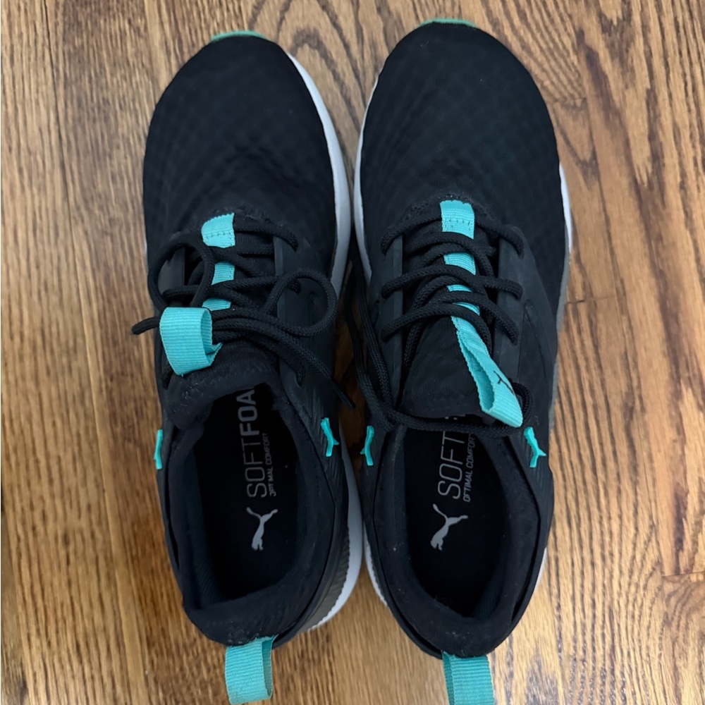 Puma Black Sneakers with Teal Accents
